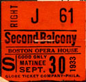 Boston Opera House ticket for Madama Butterfly