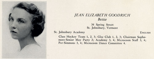 Yearbook photo for Jean Elizabeth Goodrich