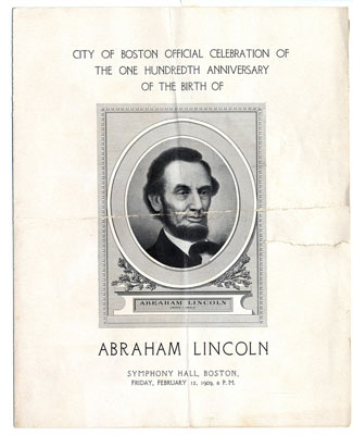 Concert program to celebrate the 100th anniversary of Abraham Lincoln&amp;acirc;&amp;euro;&amp;trade;s birth 