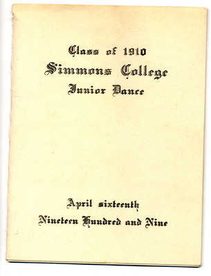 Class of 1910 Simmons College Junior Dance program and dance card