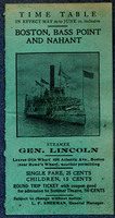 Time table of the steamer Gen. Lincoln