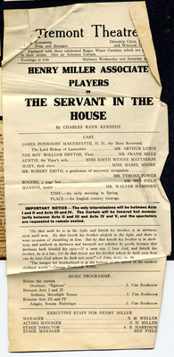 Playbill for the play The Servant in the House