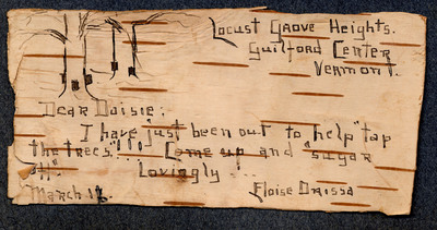 Letter from Eloise Drissa written on bark