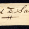 Clipping of the handwritten name of Roland D. Sawyer