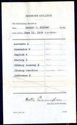 Report card for Daisie L. Miller