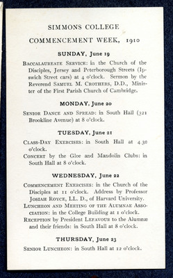 Program for Simmons College Commencement Week, 1910