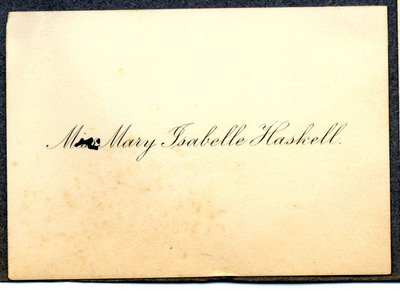 Visiting card for Miss Mary Isabelle Haskell
