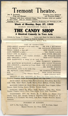 Playbill for The Candy Shop: A Musical Comedy in Two Acts