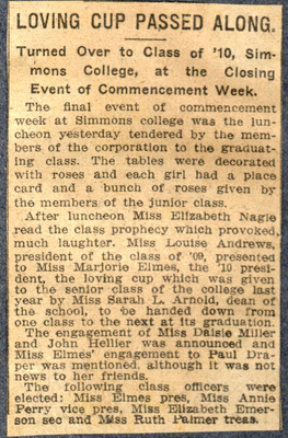Newspaper clipping about the Simmons College graduation luncheon