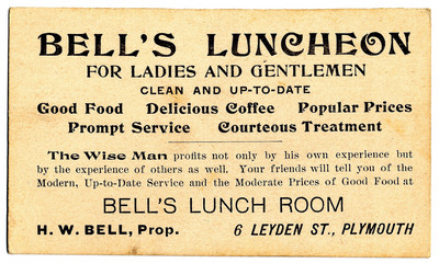 Bell&amp;acirc;&amp;euro;&amp;trade;s Lunch Room advertising card