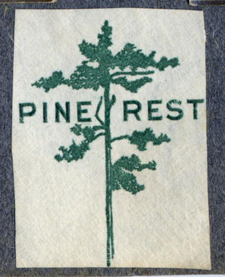 Graphic of a tree with Pine Rest in capital letters