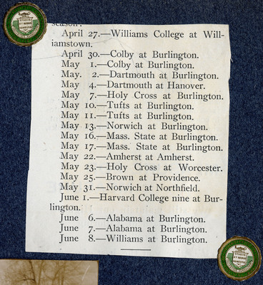 A list of colleges and dates