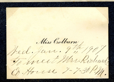 Miss Colburn&amp;#039;s visiting card