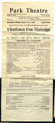 Playbill for Park Theatre production