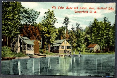 Postcard of Old Cabin Home and Kaiser Place