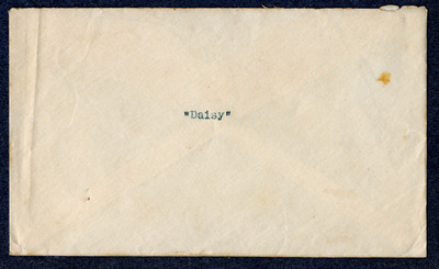 Empty envelope with &amp;acirc;&amp;euro;&amp;oelig;Daisy&amp;acirc;&amp;euro; typed on the front