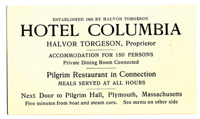 Hotel Columbia advertising card