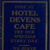Partial advertisement for Hotel Devens Cafe