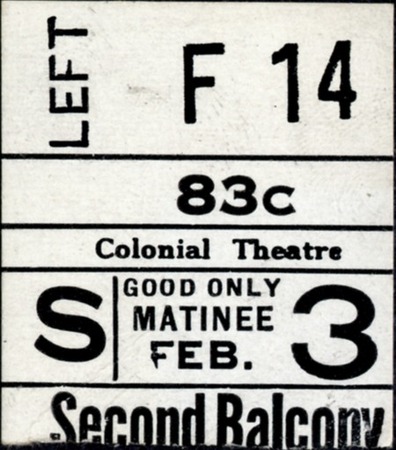 Colonial Theatre ticket stub