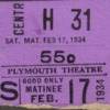 Ticket stub for Plymouth Theatre program for &quot;Double Door&quot; Play