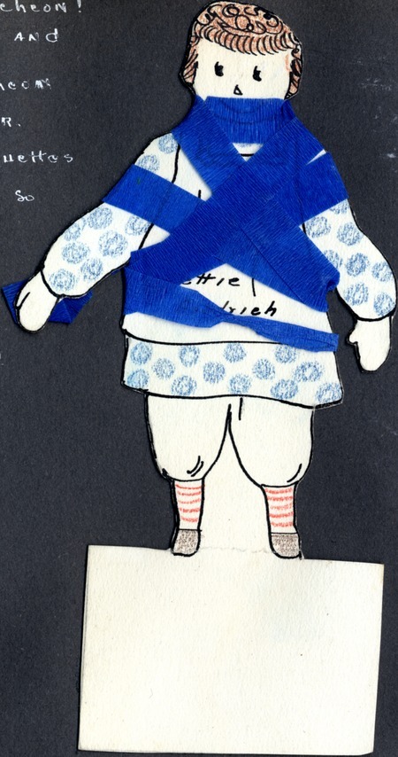 Paper doll wrapped in crepe paper