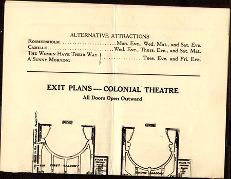 A program from Camille shown at the Colonial Theatre
