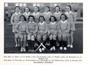 Yearbook photo of Bettie's Freshman Hockey Team