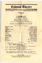 
A program from Camille shown at the Colonial Theatre