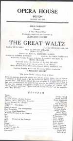 
Program for a production of the musical play The Great Waltz