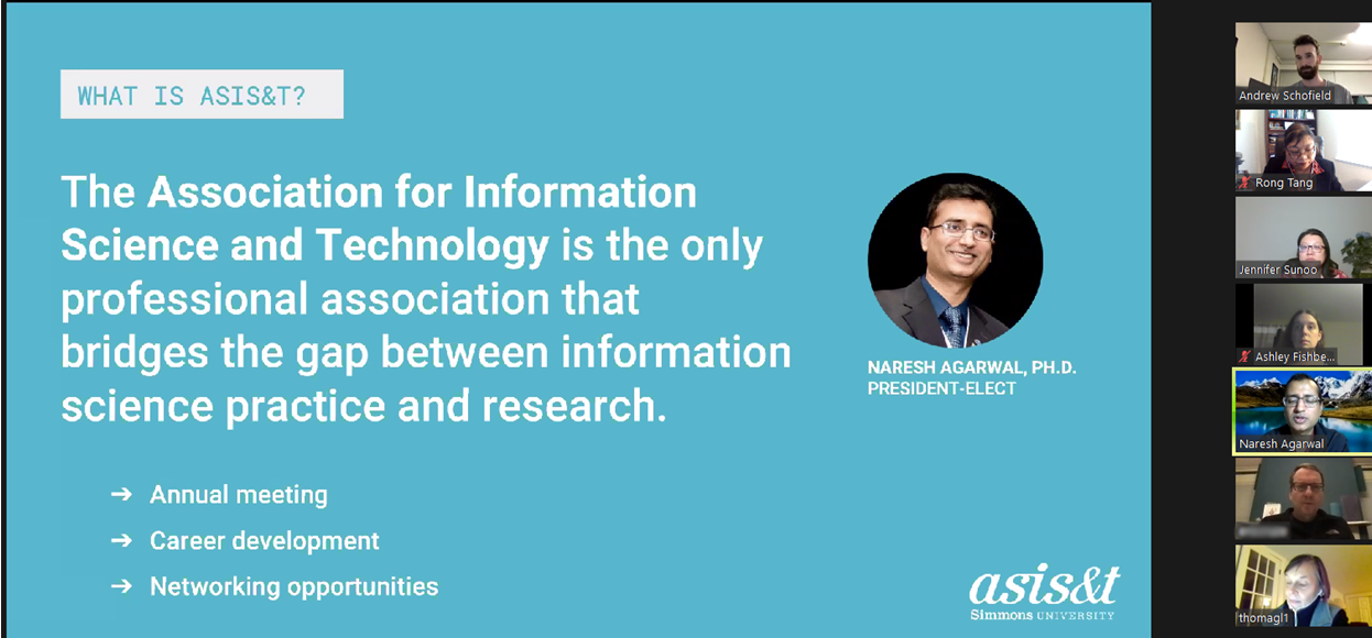What is ASIS&T? The Association for Information Science and Technology is the only professional association that bridges the gap between information science practice and research. Annual meeting. Career development. Networking Opportunities.
