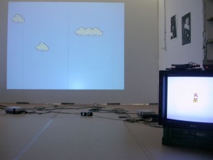 An installation of Super Mario Clouds at LISTE Art Fair