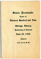 Dance card for the 1909 senior promenade at the University of Vermont