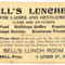 Bellâ€™s Lunch Room advertising card