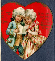 Heart-shaped valentine with drawing of children